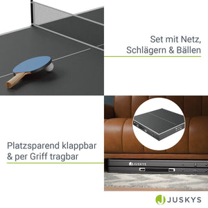 Mini Tischtennisplatte Flexi mit Zubehör - Schwarz, Silber