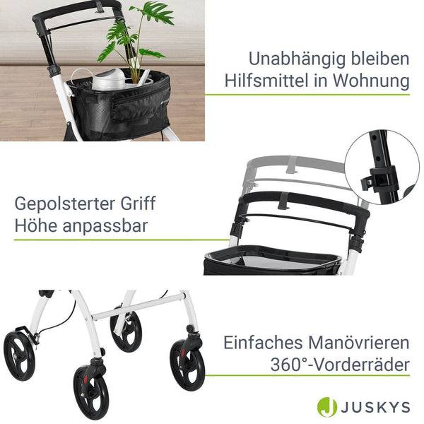 Aluminium Wohnungsrollator Aktiv - Weiss Schwarz
