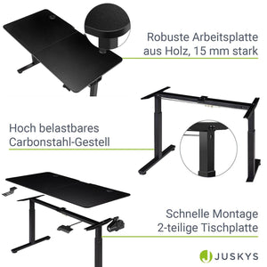 Elektrisch verstellbarer Schreibtisch 120x60 cm Schwarz