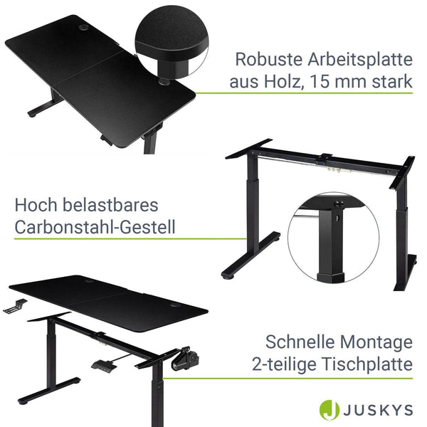 Elektrisch verstellbarer Schreibtisch 120x60 cm Schwarz