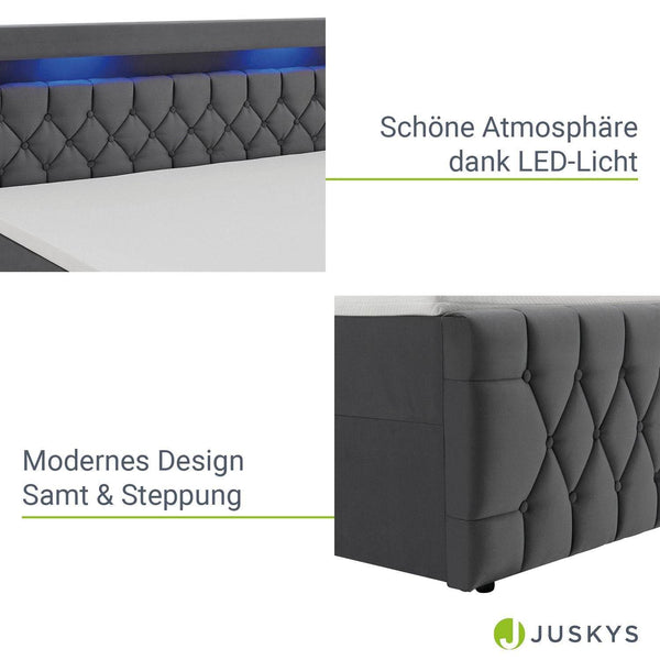 Boxspringbett Leona 180x200 cm - Grau