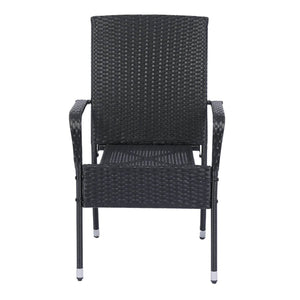 Polyrattan Gartenstühle Yoro 4er Set Schwarz
