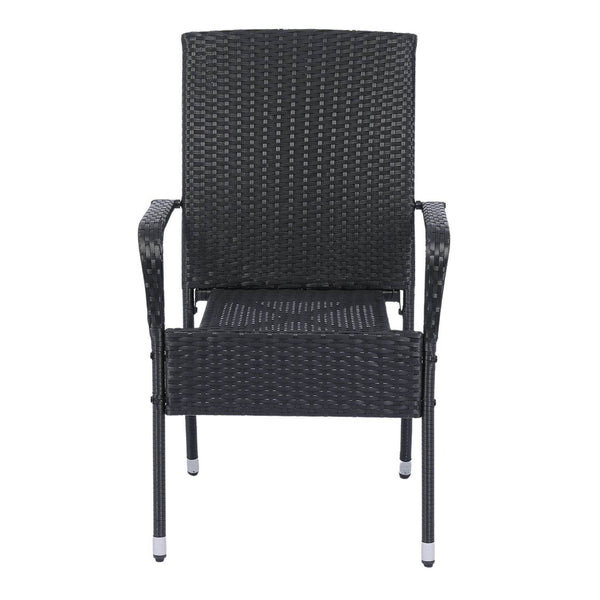 Polyrattan Gartenstühle Yoro 4er Set Schwarz