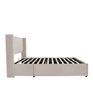 Polsterbett Savona 140x200 cm aus Samt Beige