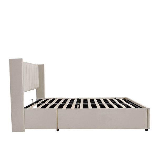 Polsterbett Savona 140x200 cm aus Samt Beige