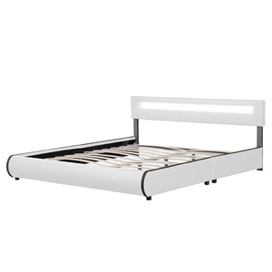 Polsterbett Sevilla 180 x 200 cm LED-Beleuchtung und Lattenrost weiss