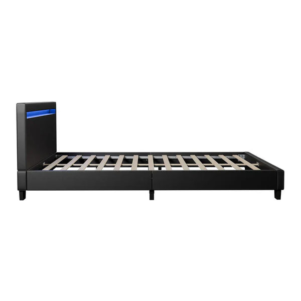 LED Polsterbett 120 x 200 cm Verona mit Lattenrost schwarz