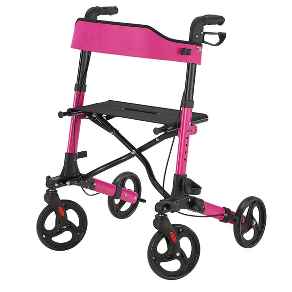 Aluminium Rollator Vital klappbar mit Sitzfläche & Einkaufstasche in lila