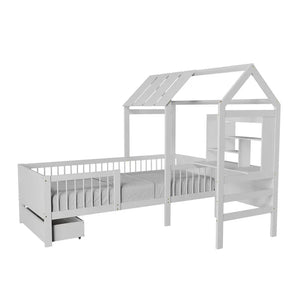 Kinderbett Yari mit Tisch und Stuhl Weiss