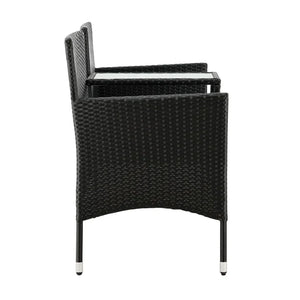 Polyrattan Gartenmöbel Sitzgruppe Monaco in schwarz und dunkelgraue Bezüge