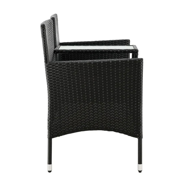 Polyrattan Gartenmöbel Sitzgruppe Monaco in schwarz und dunkelgraue Bezüge