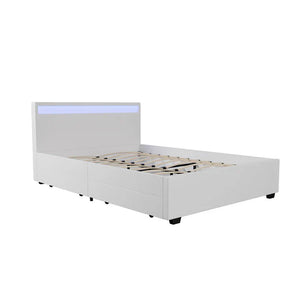 LED Polsterbett Lyon mit Bettkasten 140 x 200 cm - weiss