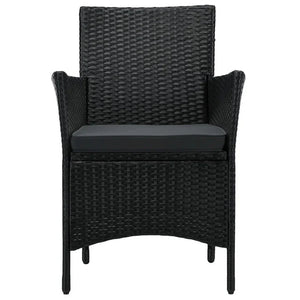 3-tlg Polyrattan Sitzgarnitur Balkon Set Bayamo schwarz / grau