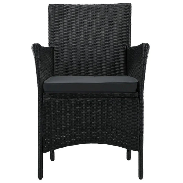 3-tlg Polyrattan Sitzgarnitur Balkon Set Bayamo schwarz / grau