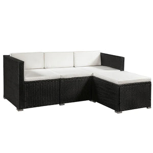 4-teilig Polyrattan Lounge Sitzgarnitur Punta Cana L schwarz