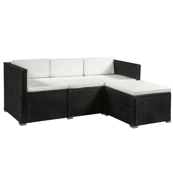 4-teilig Polyrattan Lounge Sitzgarnitur Punta Cana L schwarz