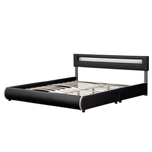 LED Polsterbett Sevilla 180x200 cm mit Lattenrost schwarz