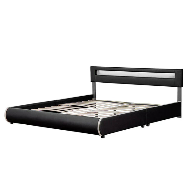 LED Polsterbett Sevilla 180x200 cm mit Lattenrost schwarz