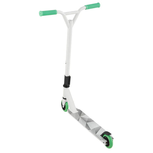 Stunt Scooter Futuristic in Weiss Grün Trick Roller mit 360° Lenkung