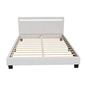 LED Polsterbett Paris 140 x 200 cm mit Lattenrost weiss