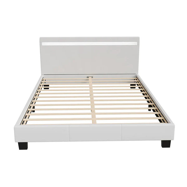LED Polsterbett Paris 140 x 200 cm mit Lattenrost weiss
