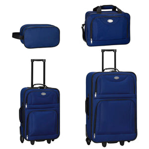 Trolley Kofferset Athen - Blau 5-teiliges Set mit 2 Trolleys, Umhänge- und 2 Kosmetiktaschen