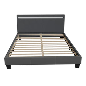 LED Polsterbett Paris 140x200 cm mit Lattenrost Dunkelgrau