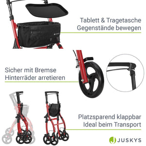 Aluminium Wohnungsrollator Aktiv - Bordeaux Rot