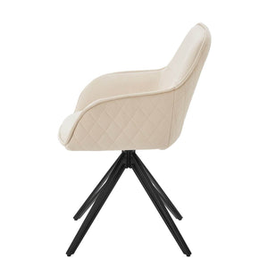 Esszimmerstuhl Drehstuhl Clyde mit Armlehne Samt Beige