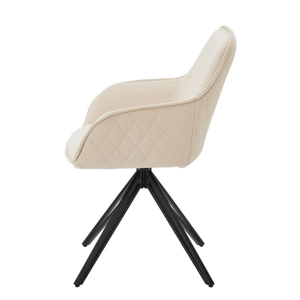 Esszimmerstuhl Drehstuhl Clyde mit Armlehne Samt Beige