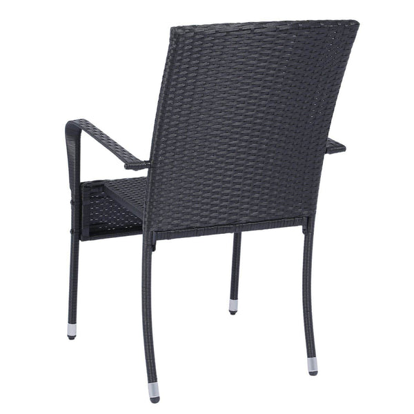 Polyrattan Gartenstühle Yoro 4er Set Schwarz