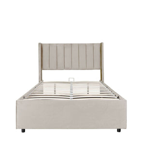 Polsterbett Savona 140x200 cm aus Samt Beige