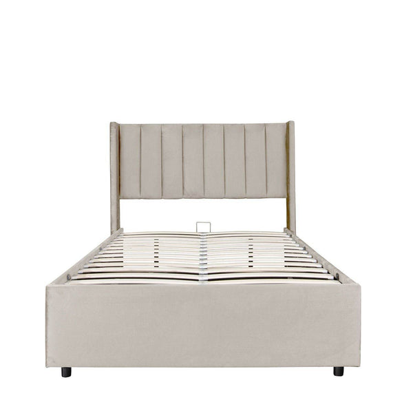 Polsterbett Savona 140x200 cm aus Samt Beige