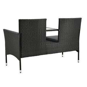 Polyrattan Gartenmöbel Sitzgruppe Monaco in schwarz und dunkelgraue Bezüge