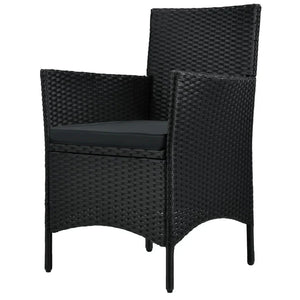 3-tlg Polyrattan Sitzgarnitur Balkon Set Bayamo schwarz / grau