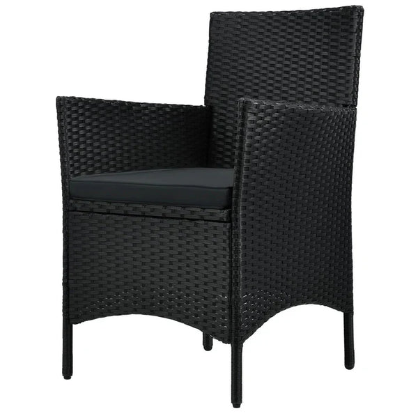 3-tlg Polyrattan Sitzgarnitur Balkon Set Bayamo schwarz / grau