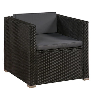 Polyrattan Lounge / Sitzgarnitur Punta Cana L schwarz mit Bezügen in Dunkelgrau