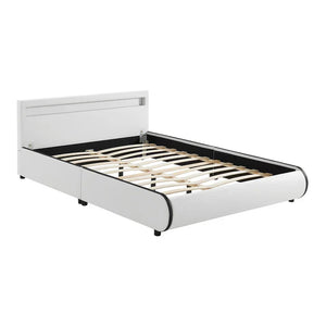 LED Polsterbett Sevilla 140 x 200 cm Lattenrost weiss