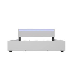 LED Polsterbett Lyon mit Bettkasten 180x200 cm mit Lattenrost weiss