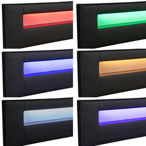 LED Polsterbett Sevilla 180x200 cm mit Lattenrost schwarz