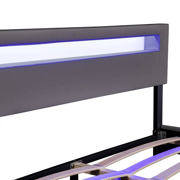 LED Polsterbett Paris 180x200 cm mit Lattenrost Dunkelgrau