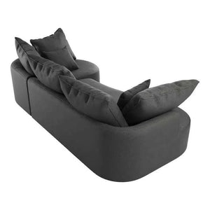 Sofa Tirano mit Ottomane & Dekokissen aus Samt Dunkelgrau