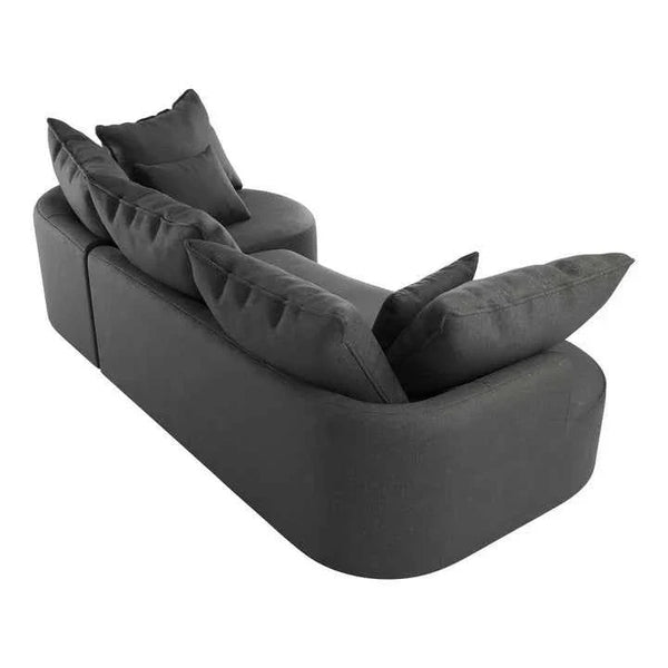 Sofa Tirano mit Ottomane & Dekokissen aus Samt Dunkelgrau