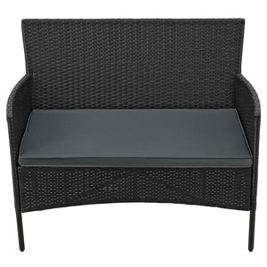 Polyrattan Sitzgruppe Fort Myers schwarz und dunkelgraue Bezüge