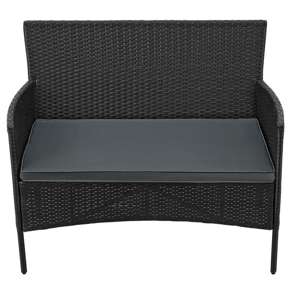 Polyrattan Sitzgruppe Fort Myers schwarz und dunkelgraue Bezüge