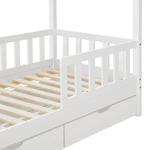 Kinderbett Marli 80 x 160 cm mit Bettkasten und Lattenrost Weiss