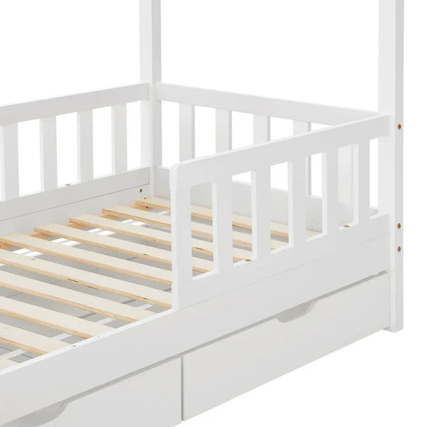 Kinderbett Marli 80 x 160 cm mit Bettkasten und Lattenrost Weiss