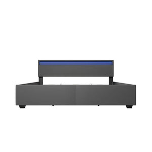 LED Polsterbett Lyon mit Bettkasten 180 x 200 cm - dunkelgrau
