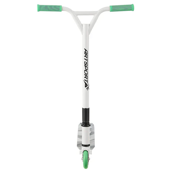 Stunt Scooter Futuristic in Weiss Grün Trick Roller mit 360° Lenkung