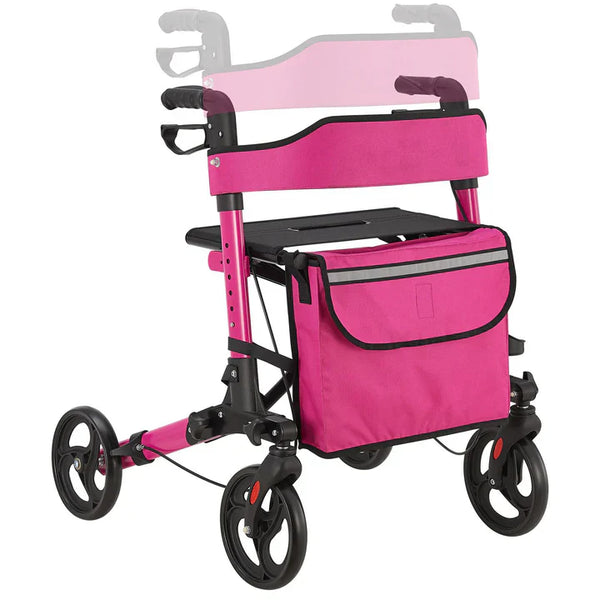 Aluminium Rollator Vital klappbar mit Sitzfläche & Einkaufstasche in lila